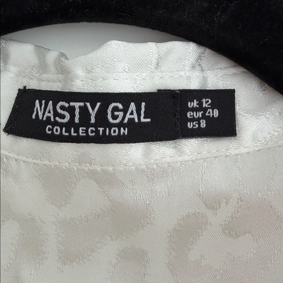 Satin Cheetah White Tie-Front Jumpsuit - Picture 3 of 5